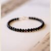 Natural obsidian bracelet for men and women, single circle hand beads for the year of the zodiac, retro style, personalized design to attract wealth and luck