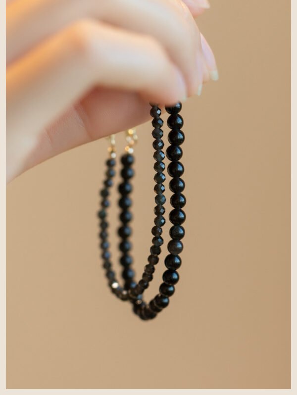 Natural obsidian bracelet for men and women, single circle hand beads for the year of the zodiac, retro style, personalized design to attract wealth and luck