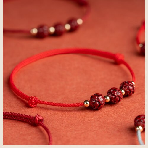 Cinnabar Bracelet for Women; Purple and Gold Sandstone Zodiac Bracelet for Good Luck in the Year of the Zodiac