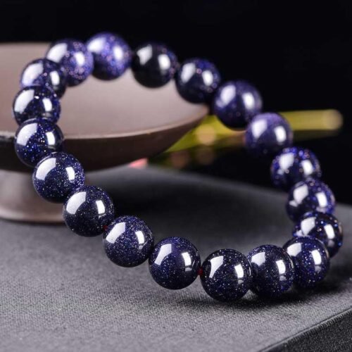 Natural blue sandstone full of stars blue sandstone beads men and women couple bracelet attracting single circle crystal jewelry female