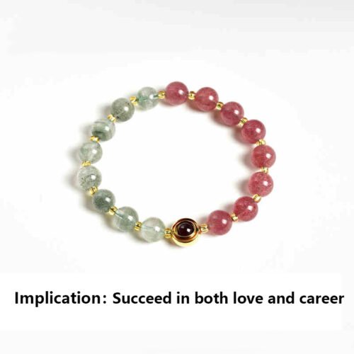 Natural strawberry crystal bracelet [Peach blossom stone] Attract peach blossom ice seed pink crystal pink crystal bracelet female pigeon blood red crystal