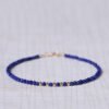 Fine 2mm natural lapis lazuli bracelet for women; original design by ins; small crystal for best friends.
