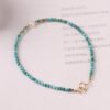 Fine 2mm natural raw stone unoptimized small turquoise bracelet for women single circle hand beads 14k gold cultural play autumn pearl