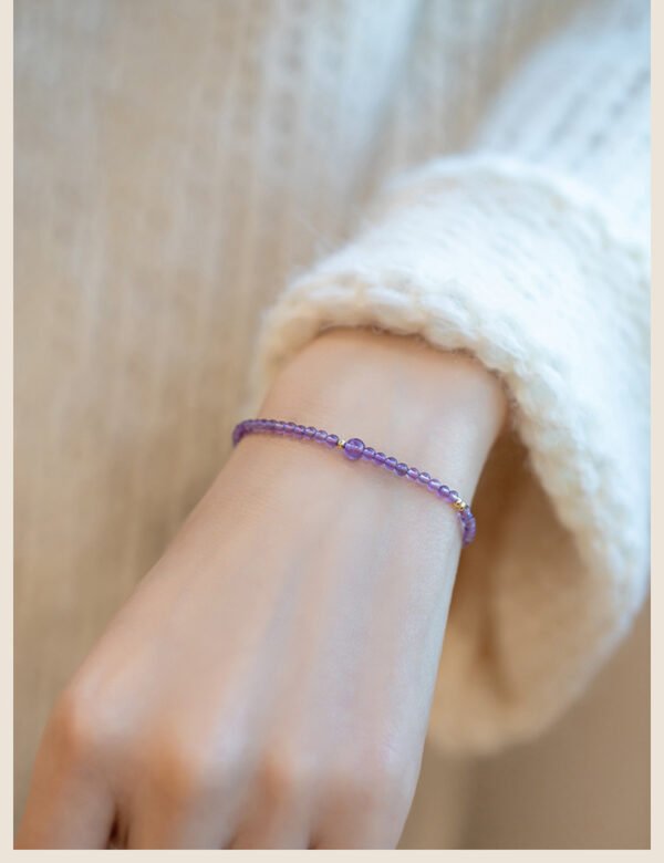 Fine 2m natural amethyst bracelet for women; small group design; light luxury vintage jewelry.
