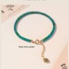 Exquisite green turquoise hand chain with a small group design, ancient square turquoise, fresh green jewelry.