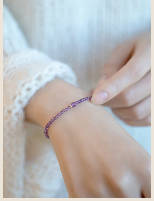 Fine 2m natural amethyst bracelet for women; small group design; light luxury vintage jewelry.