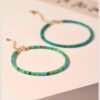 Exquisite green turquoise hand chain with a small group design, ancient square turquoise, fresh green jewelry.