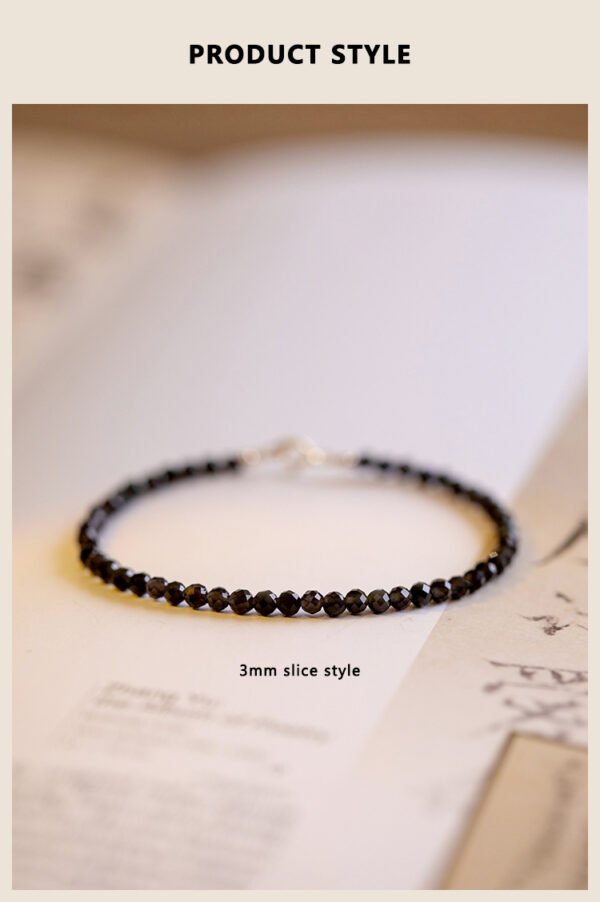 Natural obsidian bracelet for men and women, single circle hand beads for the year of the zodiac, retro style, personalized design to attract wealth and luck