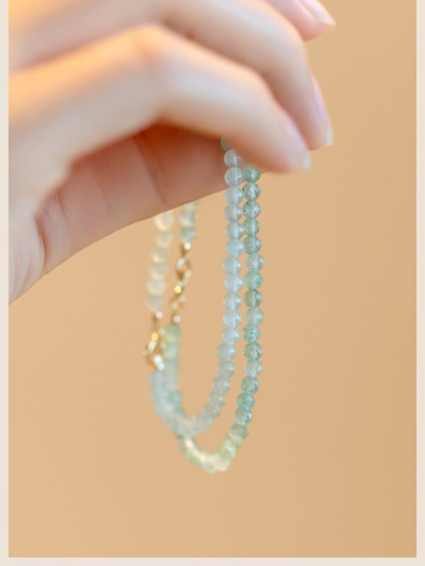 3mm faceted beads of badu cat's eye stone, women's bracelet, very fine crystal beads, vintage style jewelry.