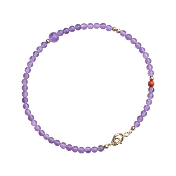 Fine 2m natural amethyst bracelet for women; small group design; light luxury vintage jewelry.