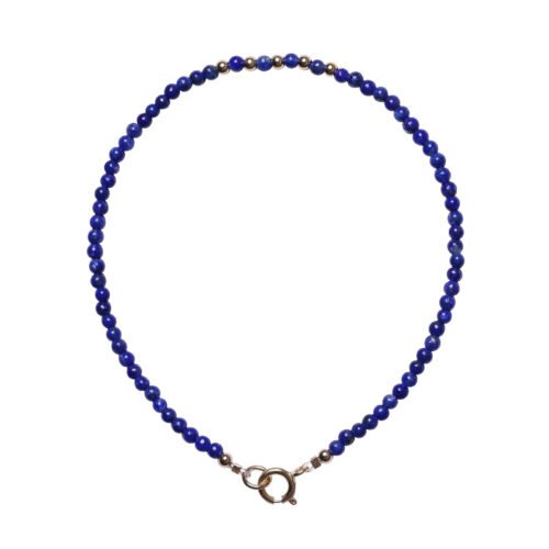 Fine 2mm natural lapis lazuli bracelet for women; original design by ins; small crystal for best friends.