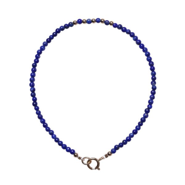 Fine 2mm natural lapis lazuli bracelet for women; original design by ins; small crystal for best friends.
