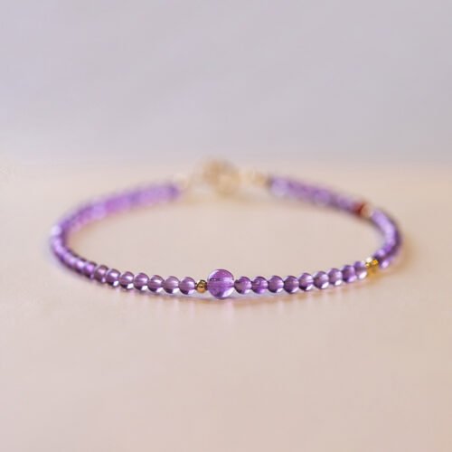 Fine 2m natural amethyst bracelet for women; small group design; light luxury vintage jewelry.