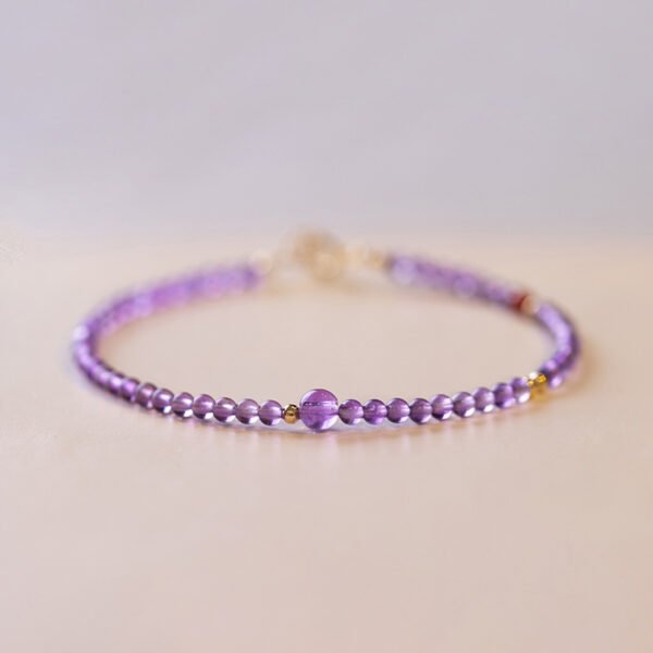 Fine 2m natural amethyst bracelet for women; small group design; light luxury vintage jewelry.
