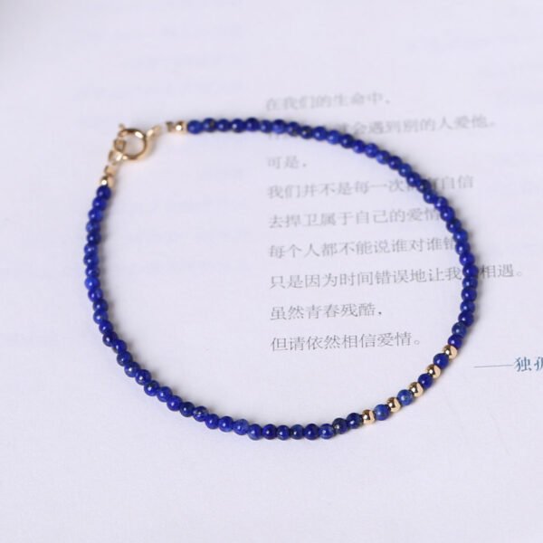 Fine 2mm natural lapis lazuli bracelet for women; original design by ins; small crystal for best friends.