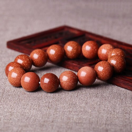 Crystal gold sand beads single circle hand chain, vintage accessory for men and women, couple's beads jewelry.