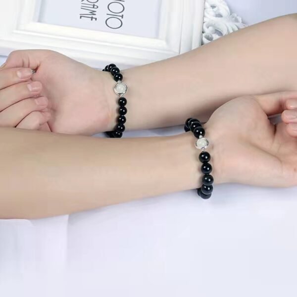 Natural obsidian black agate beads string beads loose beads single circle hand beads for men and women