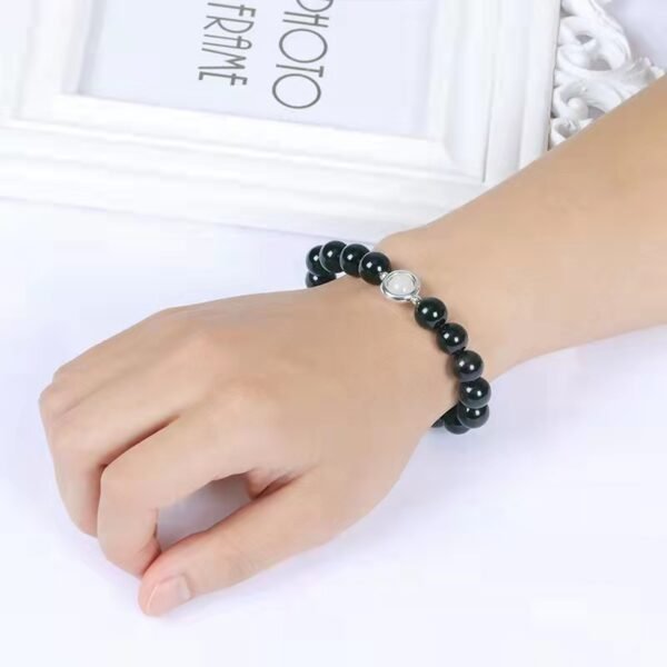 Natural obsidian black agate beads string beads loose beads single circle hand beads for men and women