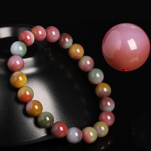 Agate bracelet with colorful double-color gradient, dark candy color jewelry for women