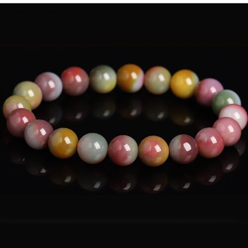 Agate bracelet with colorful double-color gradient, dark candy color jewelry for women