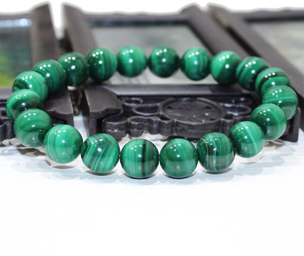 Colorful elegant natural malachite bracelet with ethnic style green crystal beads in Chinese style round beads with concentric circles