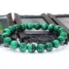 Colorful elegant natural malachite bracelet with ethnic style green crystal beads in Chinese style round beads with concentric circles