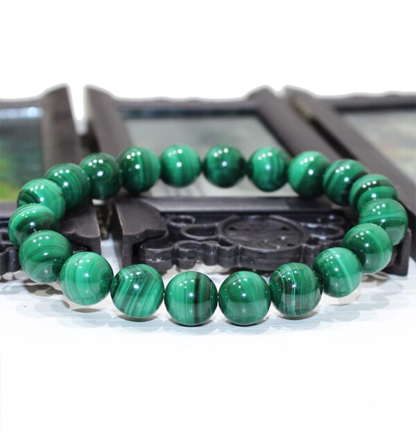 Colorful elegant natural malachite bracelet with ethnic style green crystal beads in Chinese style round beads with concentric circles