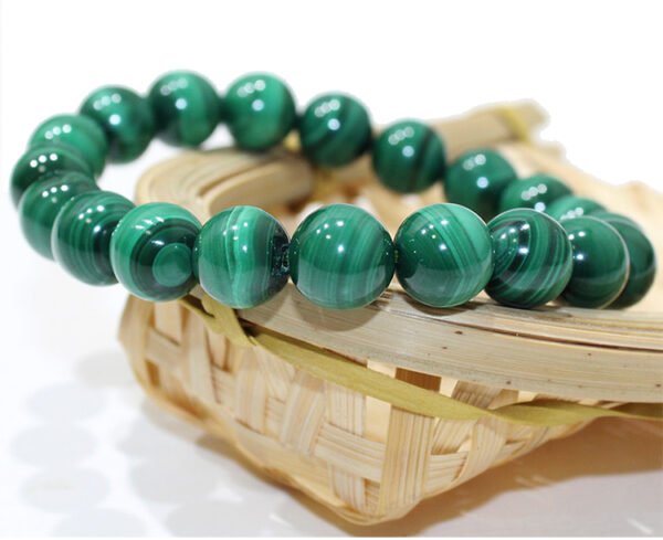 Colorful elegant natural malachite bracelet with ethnic style green crystal beads in Chinese style round beads with concentric circles