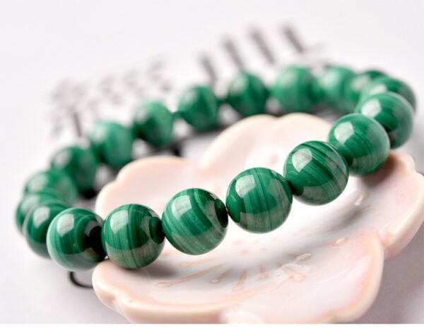 Colorful elegant natural malachite bracelet with ethnic style green crystal beads in Chinese style round beads with concentric circles