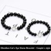 Natural obsidian black agate beads string beads loose beads single circle hand beads for men and women