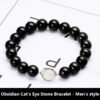 Natural obsidian black agate beads string beads loose beads single circle hand beads for men and women