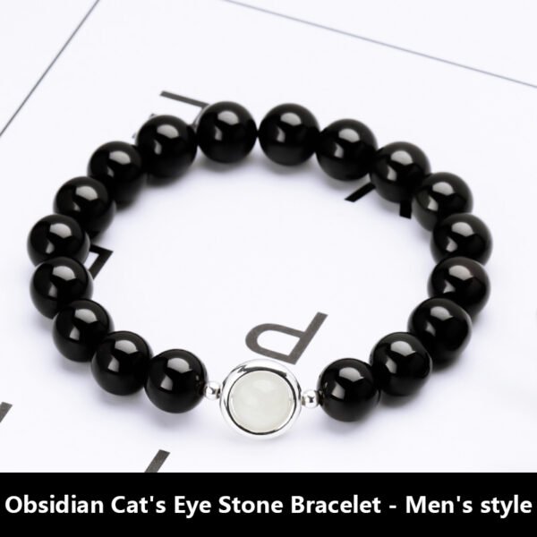 Natural obsidian black agate beads string beads loose beads single circle hand beads for men and women