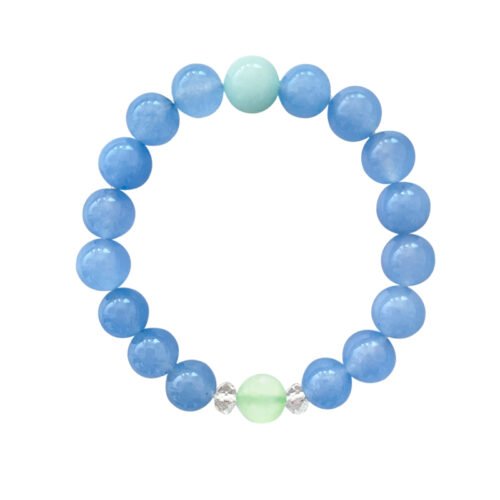 Crystal mineral raw stone aquamarine single circle round beads hand beads ethnic style women's fashion bracelet beads