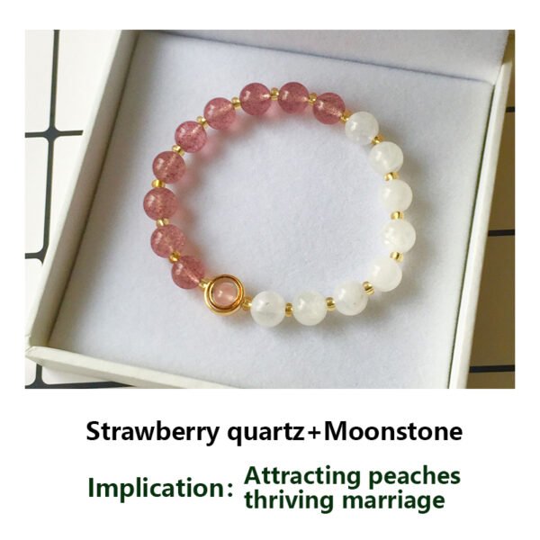 Natural strawberry crystal bracelet [Peach blossom stone] Attract peach blossom ice seed pink crystal pink crystal bracelet female pigeon blood red crystal