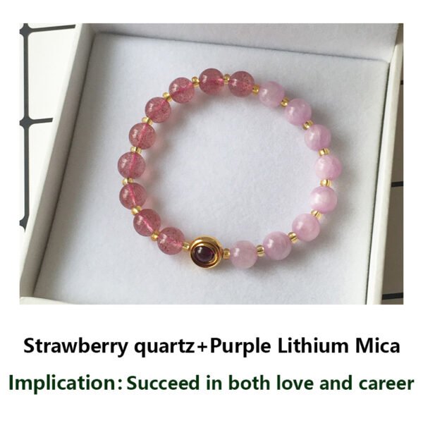 Natural strawberry crystal bracelet [Peach blossom stone] Attract peach blossom ice seed pink crystal pink crystal bracelet female pigeon blood red crystal