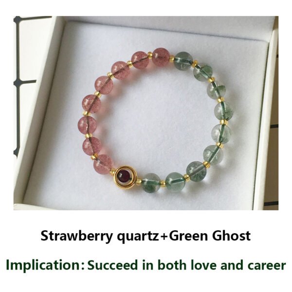 Natural strawberry crystal bracelet [Peach blossom stone] Attract peach blossom ice seed pink crystal pink crystal bracelet female pigeon blood red crystal