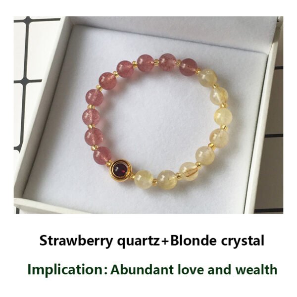 Natural strawberry crystal bracelet [Peach blossom stone] Attract peach blossom ice seed pink crystal pink crystal bracelet female pigeon blood red crystal