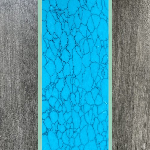 Synthetic turquoise slabs, artificial turquoise flakes, cue rods, inlaid knife handle panels, musical instruments, carved patches