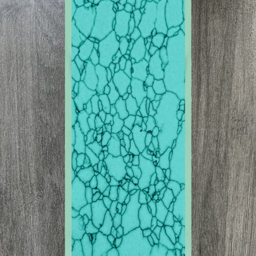 Synthetic turquoise slabs, artificial turquoise flakes, cue rods, inlaid knife handle panels, musical instruments, carved patches