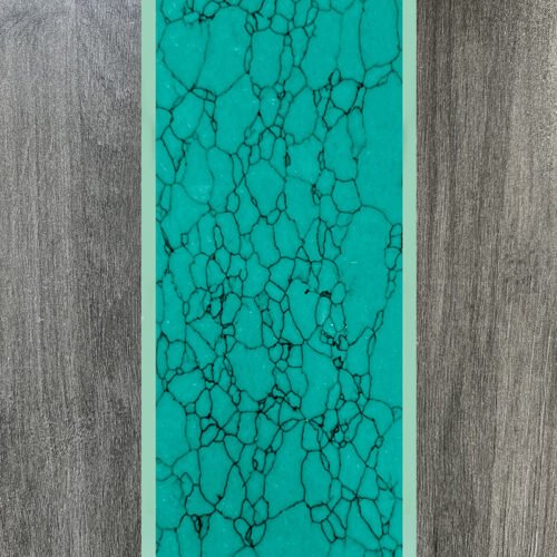 Synthetic turquoise slabs, artificial turquoise flakes, cue rods, inlaid knife handle panels, musical instruments, carved patches