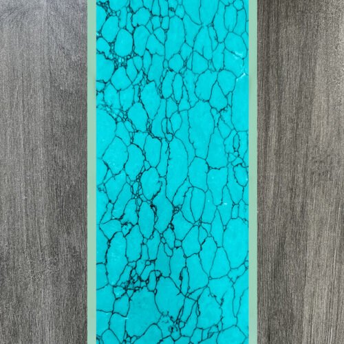 Synthetic turquoise slabs, artificial turquoise flakes, cue rods, inlaid knife handle panels, musical instruments, carved patches