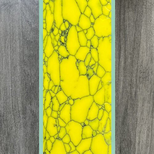 Synthetic turquoise slabs, artificial turquoise flakes, cue rods, inlaid knife handle panels, musical instruments, carved patches